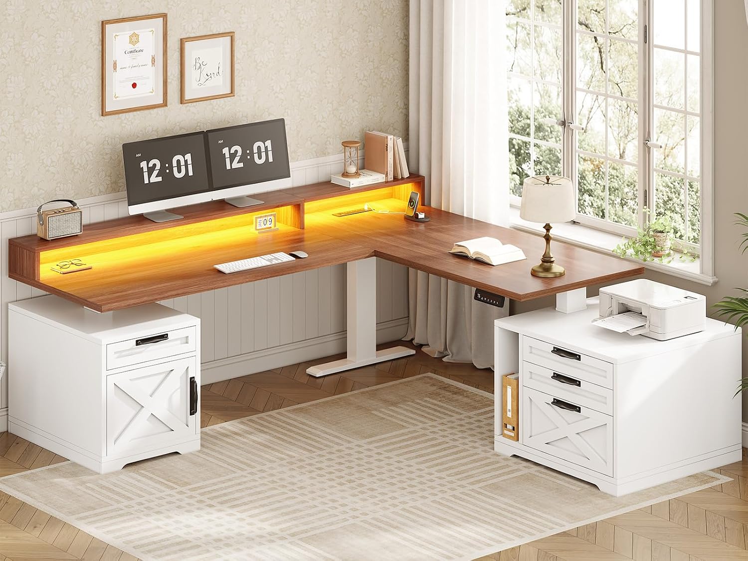 Office Furniture Custom - Scrivania ad Angolo a L Regolabile
